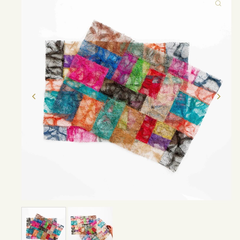 Wild Silk Placemat (Pair)- Ceranchia Open- Silk Patchwork Colorful Set Placemats